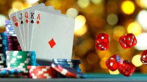 quinte flush jetons et des sur tapis vert
