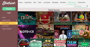 jeux de table slothino casino