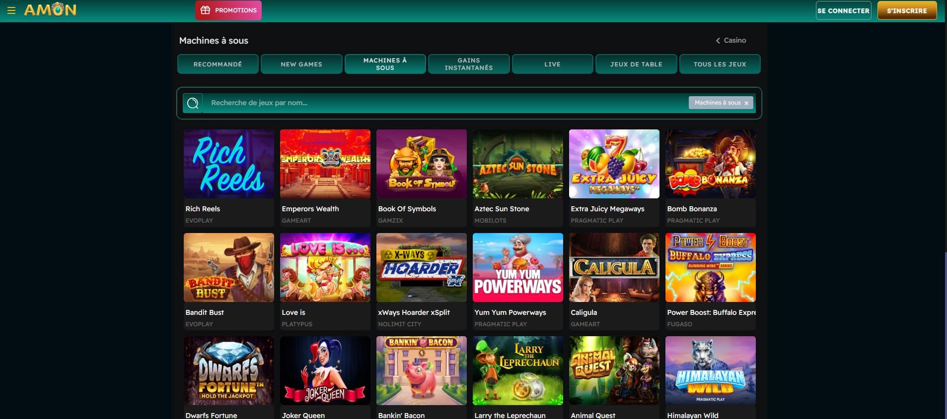 Amon jeux et machines à sous