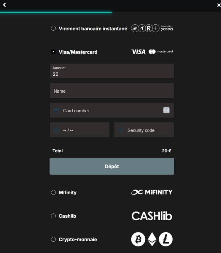 Amon Casino options de paiement
